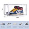 Yimeka Modern Rectangular Shoe Box, 3-Pack, Clear Plastic Stackable Front Shoe Container with Clear Door, Magnetic Side Opening Sneaker Storage (14.6" x8.3 x10.2) view 2
