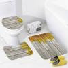 3-Pack Bath Mat Set, Autumn Sunflowers Wood Pattern Absorbent Memory Foam Soft Shower Bath Rugs Contour Mat and Lid Cover,Non Slip Velvet Bathrug,Shower Toilet Bathmats Carpet 20"x32" view 3