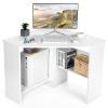 COSTWAY Corner Computer Desk, Space-Saving Triangular Writing Desk w/ 2 Storage Shelves & 2 Cable Holes, Multi-Functional Console Table for Small Space in Home Office, Living Room, Bedroom (White) view 1