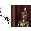 4 inch Small Sitting Buddha Statue Figurine Figures Meditating Meditation Hand Carved Sandstone Buddhism Home Car Dashboard Decoration Ornament - Bronze view 4