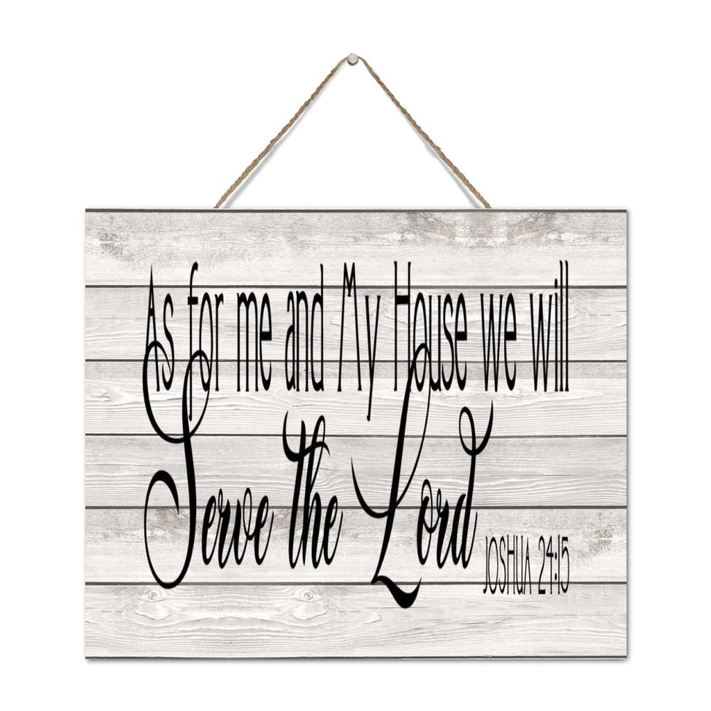 Modern Primitive Decor Established Wood Sign 10x12 Inch As for Me And My House We Will Serve The Lord Cute Wall Art Wood Plaque Sign with Quotes Home Table Sign for Laundry Coffee Shops