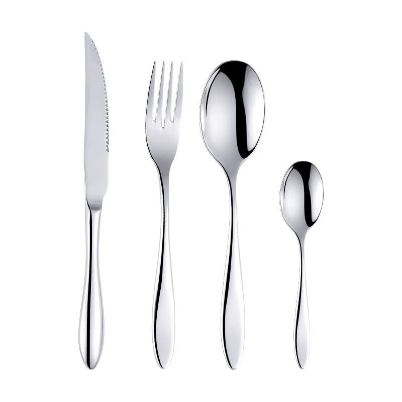 32-Piece Silverware Set, Premium Silverware Cutlery Set Stainless Steel Flatware Sets Service for 8, Spoons Forks Knifes Utensils Tableware Sets for Home, Mirror Polished, Dishwasher Safe