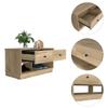 Uranus Storage Bench, 2 Drawers, 2 Open Shelves, Light Oak view 2