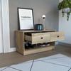 Uranus Storage Bench, 2 Drawers, 2 Open Shelves, Light Oak view 3
