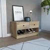 Uranus Storage Bench, 2 Drawers, 2 Open Shelves, Light Oak view 4