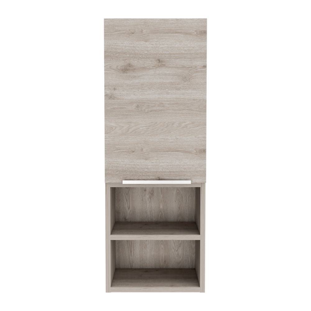 DEPOT E-SHOP Savona Medicine Single Door Cabinet with Two Interior Shelves and Two External Shelves, 32" H, Light Gray, Bathroom