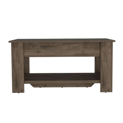 40" Saturn Storage Bench with Liftable Top, Lower Shelf, and 4 Legs, Dark Brown Multi-Purpose Furniture Storage Solution for Home, Office & Living Spaces