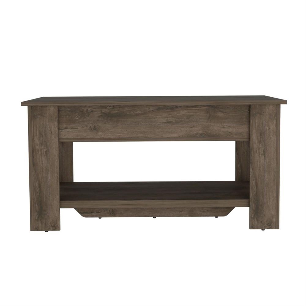 40" Saturn Storage Bench with Liftable Top, Lower Shelf, and 4 Legs, Dark Brown Multi-Purpose Furniture Storage Solution for Home, Office & Living Spaces