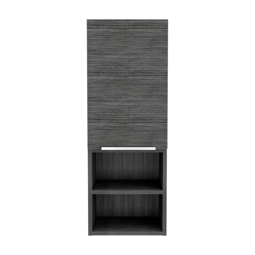 Medicine 32H Single Door Cabinet, 2 External Shelves, 2 Interior Shelves, Smokey Oak
