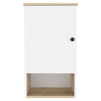 Medicine 28H Single Door Cabinet, 1 Shelf, 2 Interior Shelves, Light Oak/White