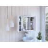 Medicine Single Door Cabinet with Two External Shelves and Three Interior Shelves, 18" H, White, Bathroom view 2