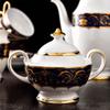 European light luxury 15 pieces of fine bone Chinese design tea set ceramic porcelain teapot cup holder afternoon tea set gold thread design view 3