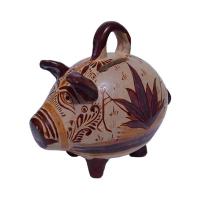 Cinnamon Pottery Piggy Figurine