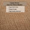 Tache Caramel Brown Faux Fur Throw Blanket - Fuzzy Camel Cognac Chevron Geometric Embossed Super Soft Warm Fluffy White Sherpa Plush Golden Brown Blanket - 50" x 60" view 2