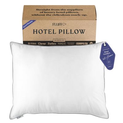 FluffCo Zen Fluff Pillows - Down Alternative - King Bed Pillow for Sleeping Made in USA - Luxury Hotel-Quality Pillow - 100% Cotton, 300 Thread Count (Soft King Size 1 Pack)