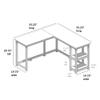 Max & Lily L Shaped Desk, Corner Desk for Home Office, Gaming, Computer with Storage Shelves, 55 x 55 Inches, White view 2