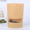 Crysdaralovebi 100pcs Packing Zip Lock Kraft Paper Window Bag Stand up Gift Dried Food Fruit Tea Packaging Pouches Zipper Self Sealing Bags (23X35cm) view 3