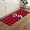 Christmas Santa's Reindeer Welcome Front Door Mat, Anti Fatigue Washable Kitchen Floor Mats Rugs Decor, Red Black Plaid Cashmere Indoor Floor Mats Runners Rugs for Kitchen Bathroom Bedroom, 20x63inch view 1