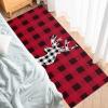 Christmas Santa's Reindeer Welcome Front Door Mat, Anti Fatigue Washable Kitchen Floor Mats Rugs Decor, Red Black Plaid Cashmere Indoor Floor Mats Runners Rugs for Kitchen Bathroom Bedroom, 20x63inch view 4