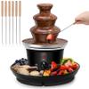16oz Chocolate Fondue Fountain, 3-Tier MINI Chocolate Fountain with 6PCS Fondue Fork and Removal Fruits/Nuts/Treats Serving Tray for BBQ Sauce,Ranch,Nacho Cheese,Liqueurs view 1