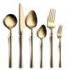 24 Piece Rose Matte Gold Silverware Set for 4 Stainless Steel Flatware Cutlery Set, Modern Design Kitchen Utensils Tableware Set for Home Restaurant, Mirror Finish, Dishwasher Safe view 1