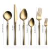 24 Piece Rose Matte Gold Silverware Set for 4 Stainless Steel Flatware Cutlery Set, Modern Design Kitchen Utensils Tableware Set for Home Restaurant, Mirror Finish, Dishwasher Safe view 2