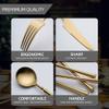 24 Piece Rose Matte Gold Silverware Set for 4 Stainless Steel Flatware Cutlery Set, Modern Design Kitchen Utensils Tableware Set for Home Restaurant, Mirror Finish, Dishwasher Safe view 3