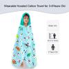 VOOVA & MOVAS Kids Beach Towels with Hood,(3-8 Years, 30''X50),Absorbent 100% Cotton Towel Wrap for Boys, Perfect for Toddler Beach, Pool, Bath, Swimming, Fish view 2