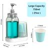 25oz Mouthwash Pump Dispenser, Mouthwash Container with Cup Holder, Refillable Mouthwash Decanter with 8 Piece 4oz Paper Cup view 2