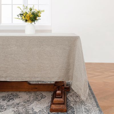 Linen World Linen Tablecloth,100% French Linen Natural Tablecloth 90" x 60" Inch,Washable Rectangular Tablecloth for Dining,Outdoor,Weddings and Restaurants,Decorative Thanksgiving Christmas