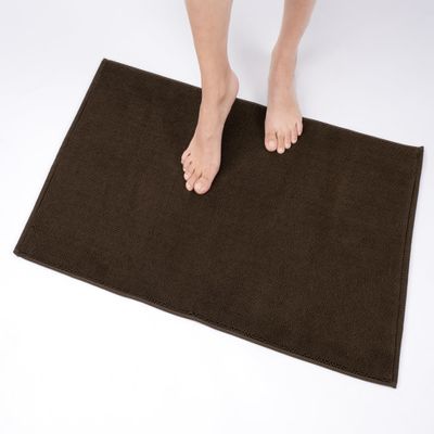 100% Cotton Bath Rugs for Bathroom, 20 x 34 inches and Non Slip Backing Bath Math Rugs, Brown Bathmat Rug