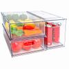 MineSign Stackable Fridge Drawer Pull-Out Bins with Handles 3 Pack Large Clear Food Container with Removable Dividers Refrigerator Storage box Divided Produce Saver for Pantry Kitchen view 1