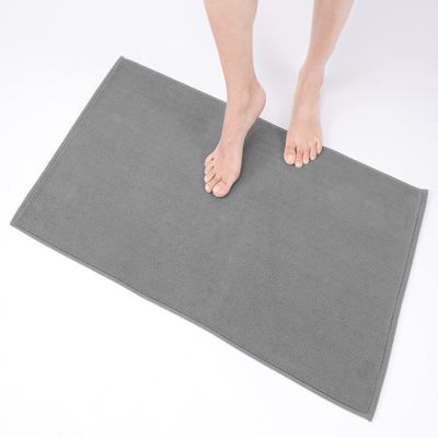 100% Cotton Bath Rugs for Bathroom, 20 x 34 inches and Non Slip Backing Bath Math Rugs, Cool Grey Bathmat Rug