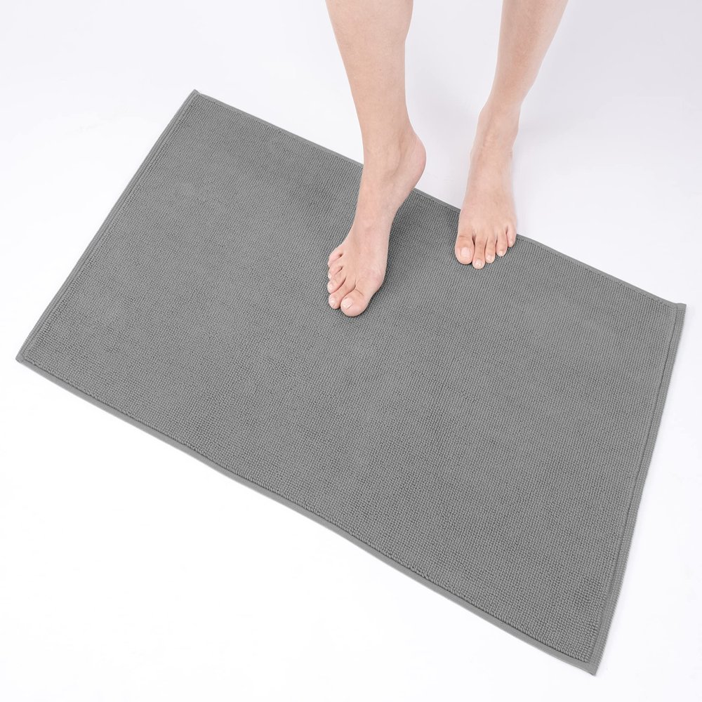 100% Cotton Bath Rugs for Bathroom, 20 x 34 inches and Non Slip Backing Bath Math Rugs, Cool Grey Bathmat Rug