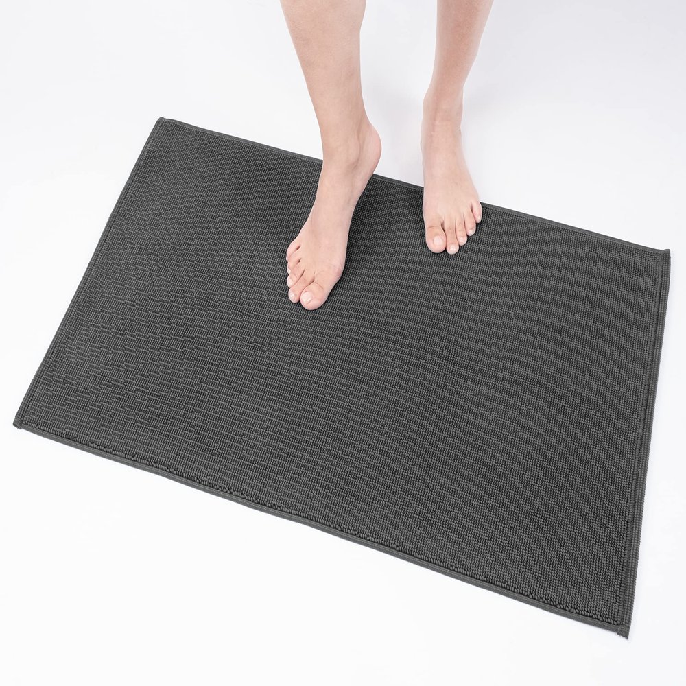 100% Cotton Bath Rugs for Bathroom, 20 x 34 inches and Non Slip Backing Bath Math Rugs, Dark Gray Bathmat Rug