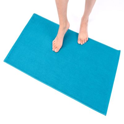 100% Cotton Bath Rugs for Bathroom, 20 x 34 inches and Non Slip Backing Bath Math Rugs, Aqua Blue Bathmat Rug