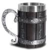 Ottalent Nordic Viking Mug,Oak Wooden Beer Stein Stainless Steel Liner,Nordic mythology Viking Runes Tankard Coffee Cup for Men Fathers Day Gift 18oz. view 1