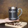 Ottalent Nordic Viking Mug,Oak Wooden Beer Stein Stainless Steel Liner,Nordic mythology Viking Runes Tankard Coffee Cup for Men Fathers Day Gift 18oz. view 4