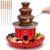 16oz Chocolate Fondue Fountain, 3-Tier MINI Chocolate Fountain with 6PCS Fondue Fork and Removal Fruits/Nuts/Treats Serving Tray for BBQ Sauce,Ranch,Nacho Cheese,Liqueurs view 1