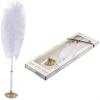 GOTOTOP Quill Pen White Ostrich Signing Pen Wedding Reception Guest Pen Wedding Signing Pen Set with Holder Wedding Bridal Guest Signing Pen (Gold) view 1