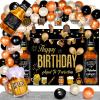 Bluegogo Whiskey Party Decorations for Men, 82 Pcs Aged To Perfection Kit with Foil Balloons, Backdrop, Hanging Swirls, Latex Balloons (Champagne, Orange, Black) for 30 40 50 Birthday Parties view 1
