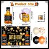 Bluegogo Whiskey Party Decorations for Men, 82 Pcs Aged To Perfection Kit with Foil Balloons, Backdrop, Hanging Swirls, Latex Balloons (Champagne, Orange, Black) for 30 40 50 Birthday Parties view 3