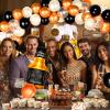 Bluegogo Whiskey Party Decorations for Men, 82 Pcs Aged To Perfection Kit with Foil Balloons, Backdrop, Hanging Swirls, Latex Balloons (Champagne, Orange, Black) for 30 40 50 Birthday Parties view 4
