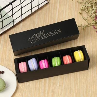 Crysdaralovebi 10/20Pc White Macaron Box with Pink White Black and Green Dessert Macaron Boxes Favors and Gifts Packaging Boxes for 12 Macarons (B,10pcs)