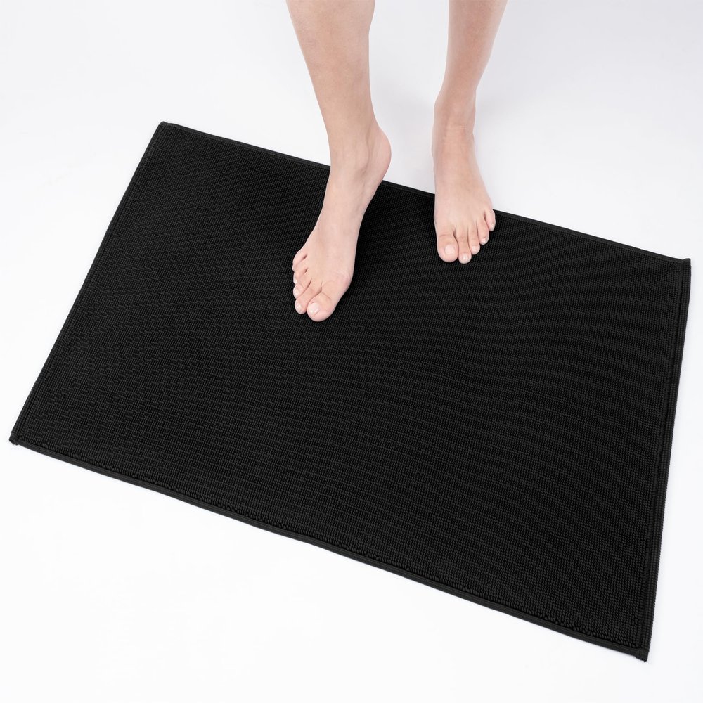 100% Cotton Bath Rugs for Bathroom, 20 x 34 inches and Non Slip Backing Bath Math Rugs, Black Bathmat Rug