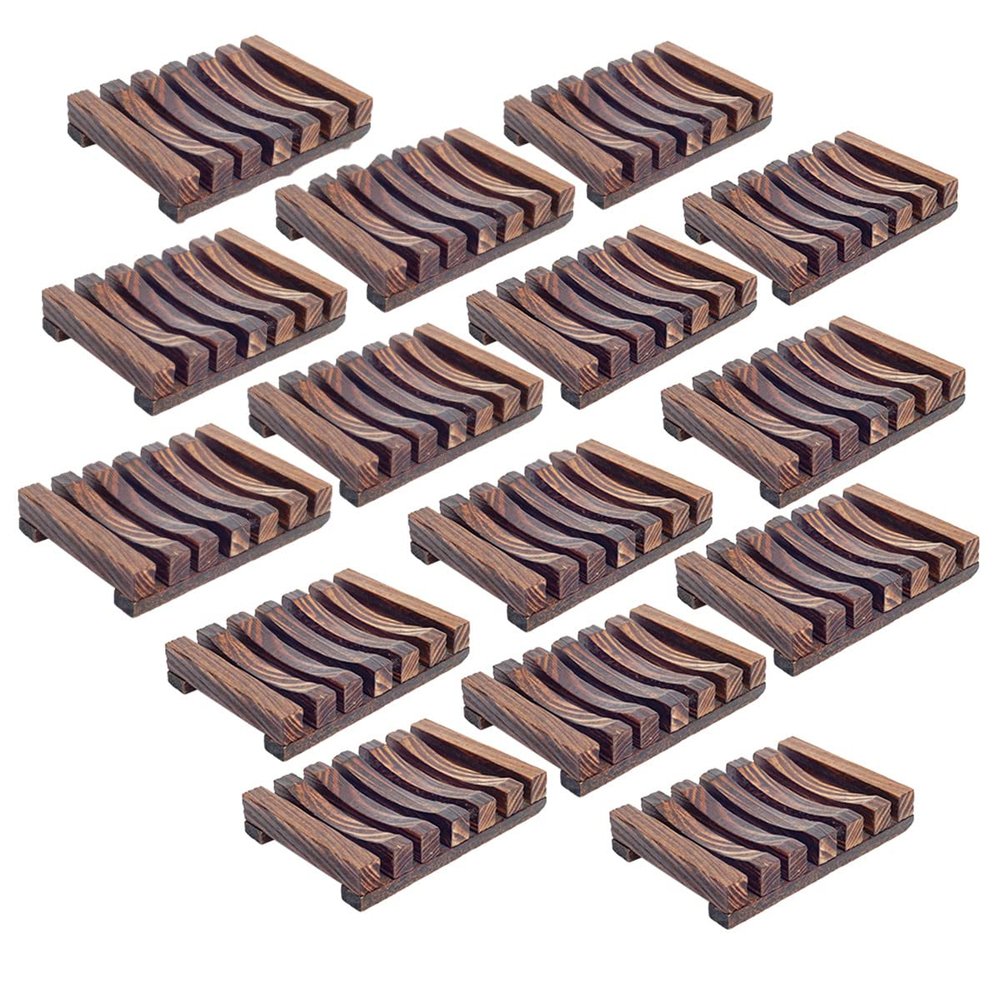 15 Pieces Wooden Soap Dish, Bathroom Wooden Soap Case, Hand Craft Bathtub Shower Dish Accessories