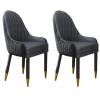 XINDAR Modern Style Dining Chair, Scandinavian Indoor Arm Leather Chair Upholstered Parsons Back Wood Dining Room Chair (2, Black-Gray) view 1