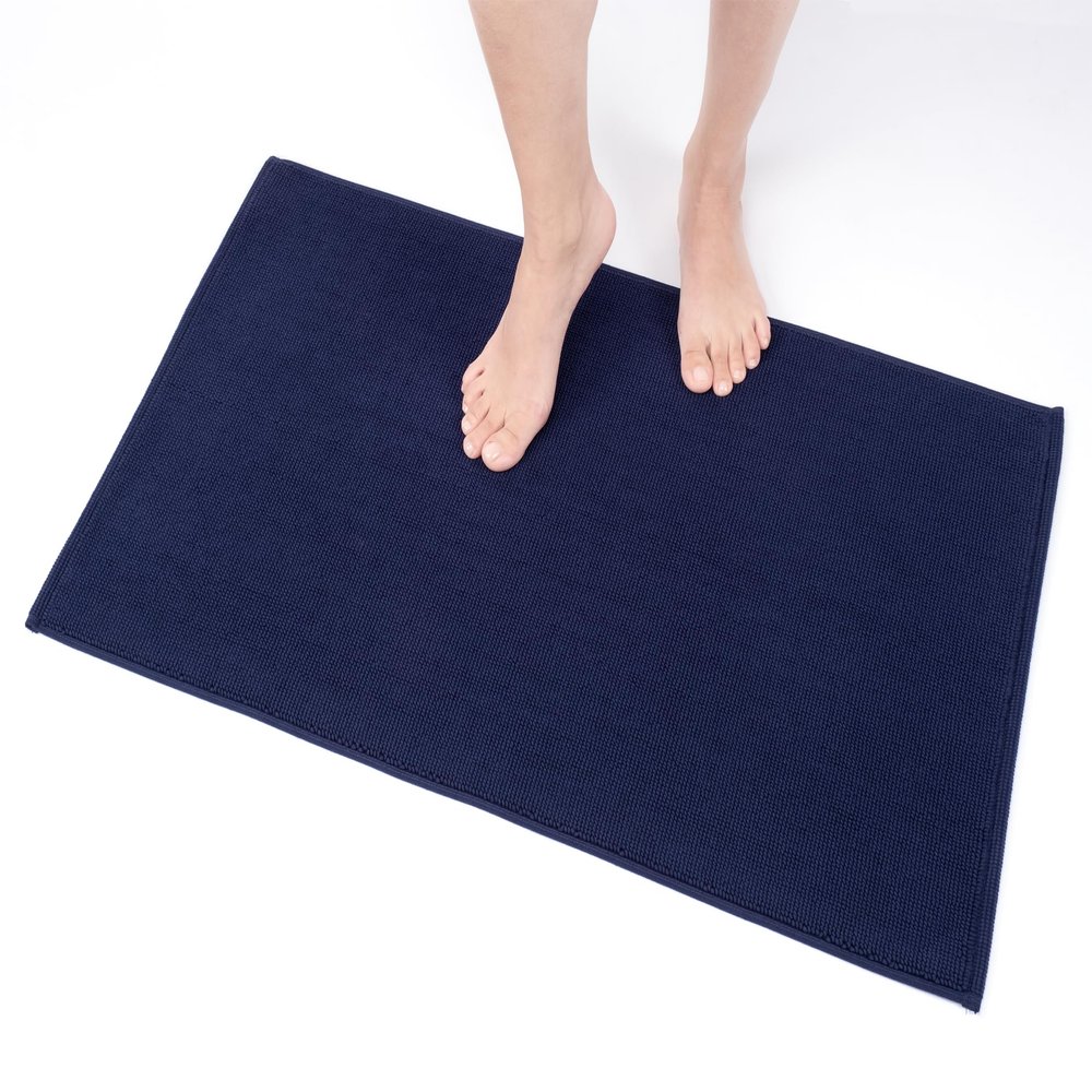 100% Cotton Bath Rugs for Bathroom, 20 x 34 inches and Non Slip Backing Bath Math Rugs, Navy Blue Bathmat Rug