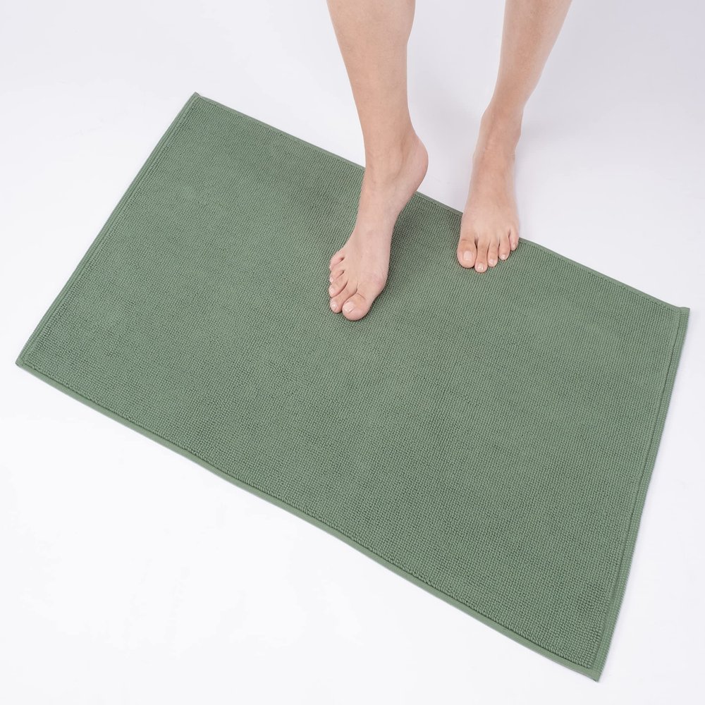 100% Cotton Bath Rugs for Bathroom, 20 x 34 inches and Non Slip Backing Bath Math Rugs, Sage Green Bathmat Rug