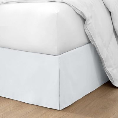 16 Inch Drop Bed Skirt King Size with Platform to Stay in Place Elegant Pleated Design with Split Corners Wrinkle Resistant Fabric for Modern and Stylish Look - White